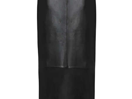 Leather Column Skirt in Black Online Hot Sale