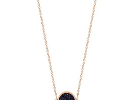 Mini Ever Midnight Blue Sandstone Disc Necklace For Sale