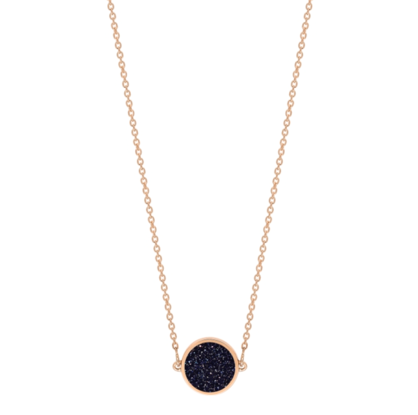 Mini Ever Midnight Blue Sandstone Disc Necklace For Sale