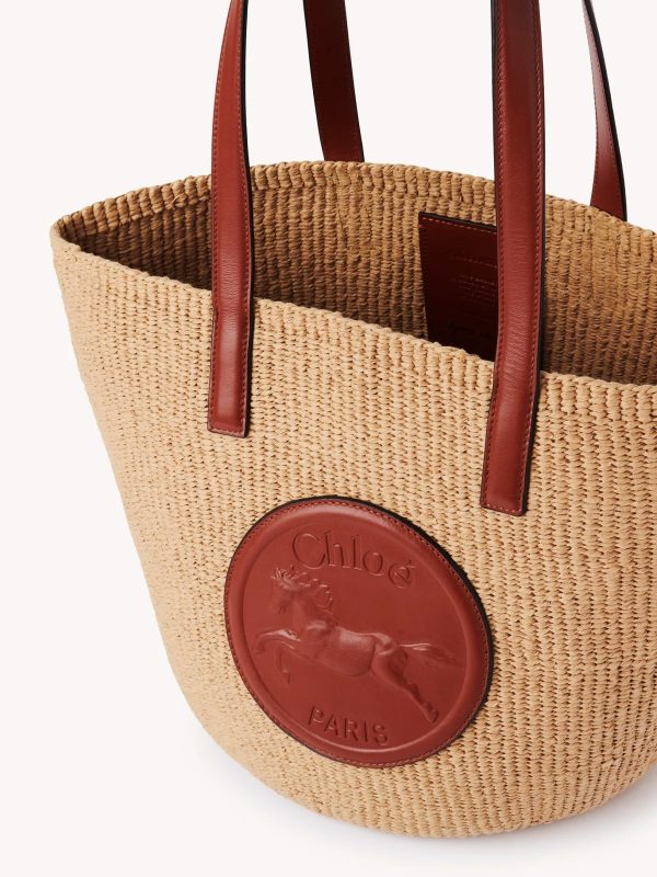 Large Horse Medal Basket Bag in Sepia Brown on Sale