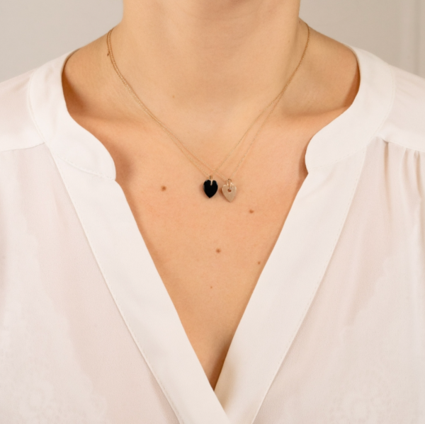 Angele Mini Onyx Heart on Chain Sale