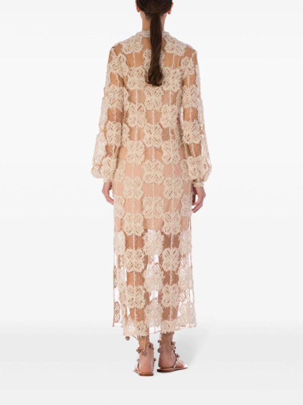 Mayfair Floral-Appliqué Tunic Dress in Beige Sale