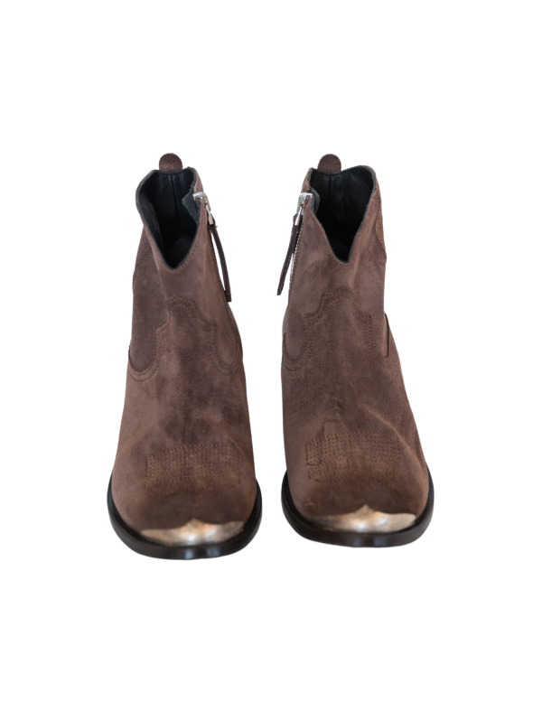 Young Waxed Suede Bootie - Dark Brown For Sale