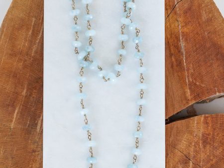 Long Beaded Aquamarine Necklace (y9462B) Discount