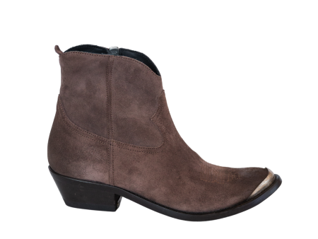 Young Waxed Suede Bootie - Dark Brown For Sale