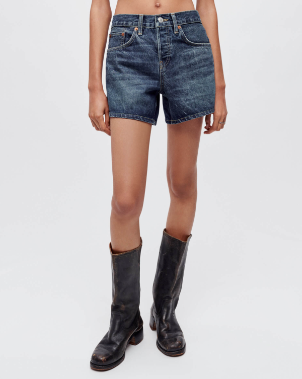 Mid Rise Boy Short - Whiskey Indigo Online