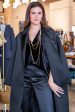 Amanda Coat - Black Satin Fashion