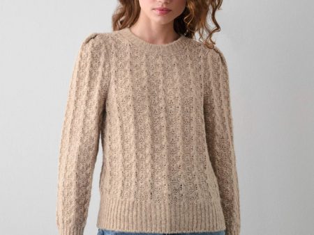 White+Warren - Plush alpaca blend pointelle puff sleeve crewneck Hot on Sale