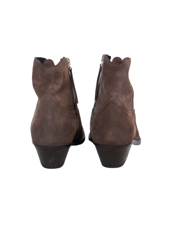 Young Waxed Suede Bootie - Dark Brown For Sale